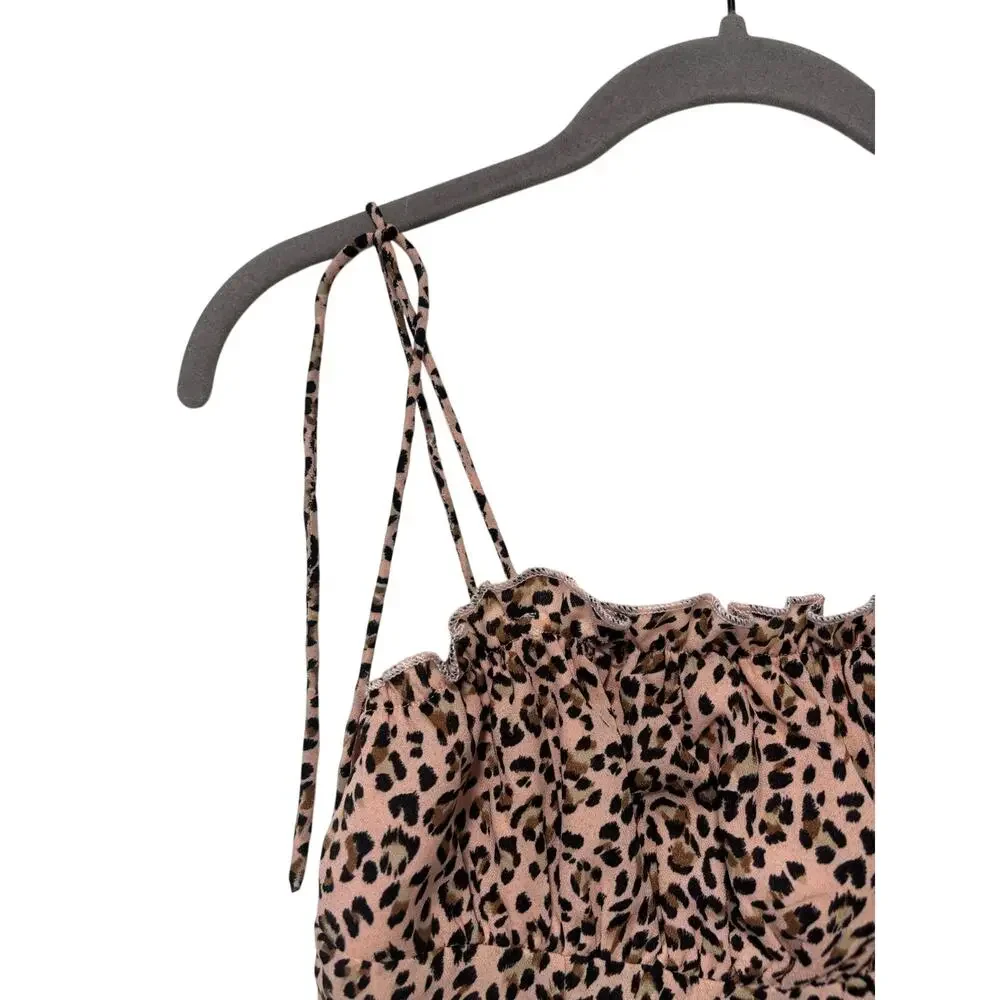 Princess Polly Leopard Print Mini Dress Women’s US 2 AU 6 Pink Tie Strap - Picture 4 of 9